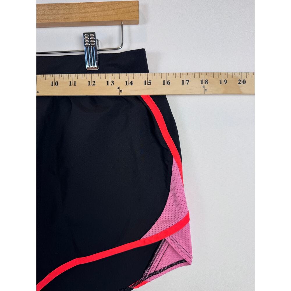 Women's Medium Under Armour Running Shorts Mesh Drawstring Black Coral - Picture 3 of 9